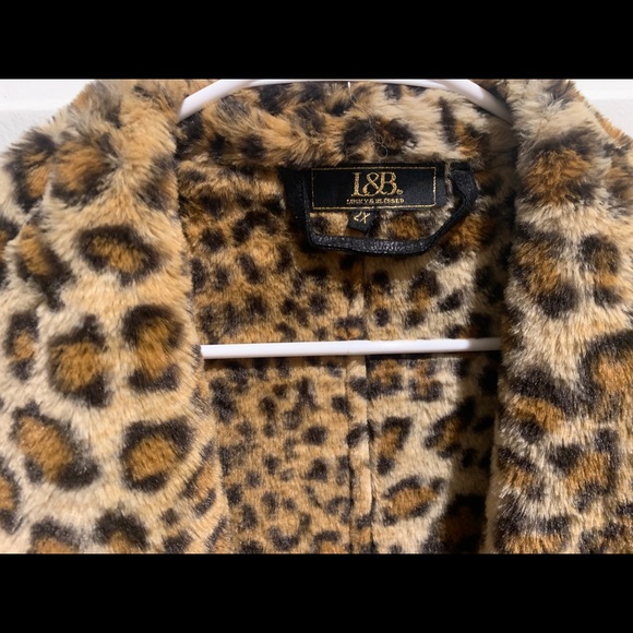 Black soft trench with leopard trim 2x - Picture 3 of 9